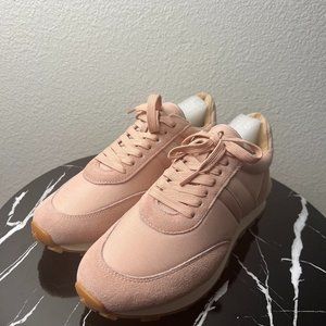 JSLIDES Pink Lace Up Suede Jogger Sneakers